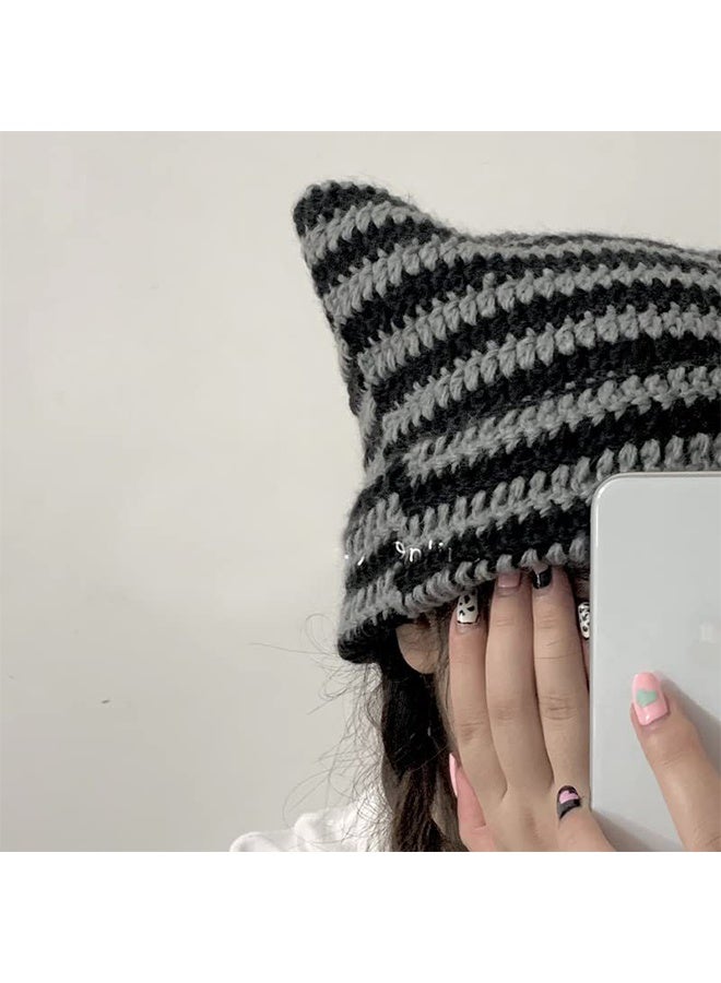 Crochet Hats for Women Cat Beanie Vintage Beanies Women Fox Hat Grunge Accessories Slouchy Beanies for Women - Image 3